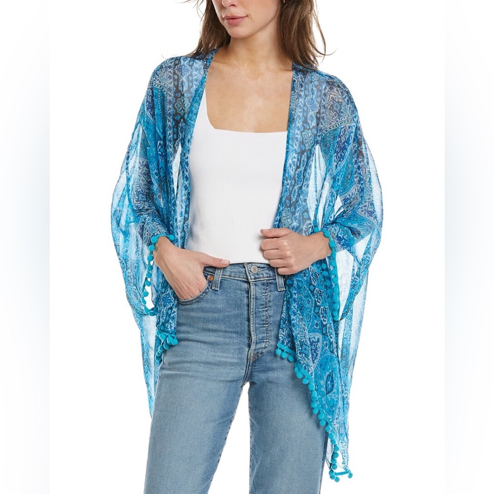 Chaser Pompom Silk Kimono